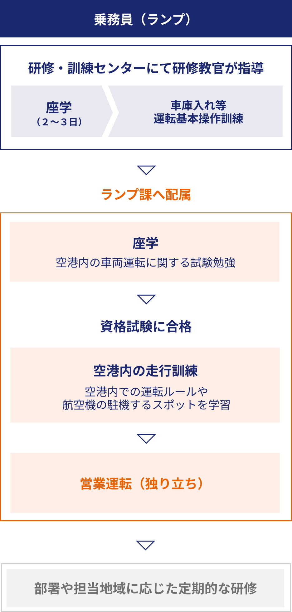 運転手（ランプバス）の研修の流れのイメージ